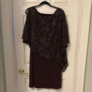 Elegant Brown Overlay Dress